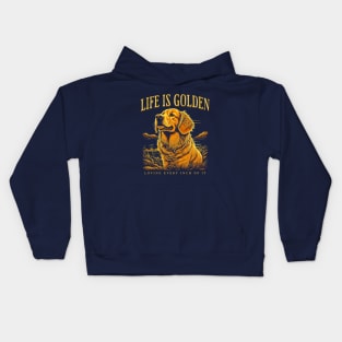 Golden Retriever Dog Retro Vintage Style Monochrome Graphics Kids Hoodie